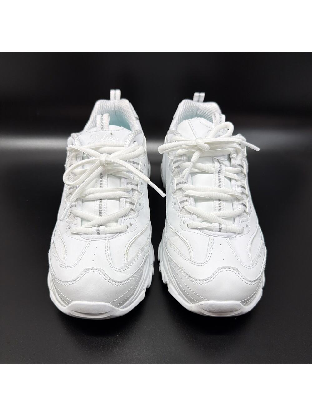 Skechers D'Lites FRESH START WHITE SILVER Air Cooled Memory Foam Women Size 10